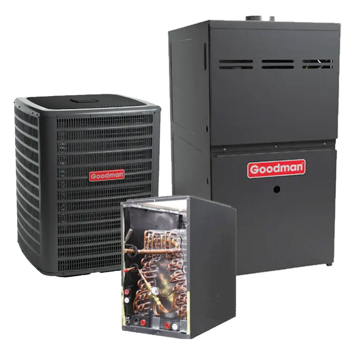 Goodman 5 Ton Gas Furnace with Air Conditioner and Coil System GSXH506010 Two Stage 15.2 SEER2 80% AFUE 100K BTU Multi-Speed