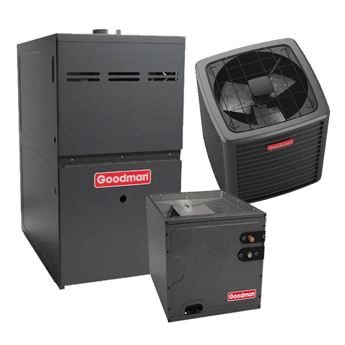 Goodman 3 Ton AC and Gas Furnace Split System GSXC703610 Two Stage 17.2 SEER2 80% AFUE 80000 BTU with 21" Cabinet Upflow/Downflow Coil