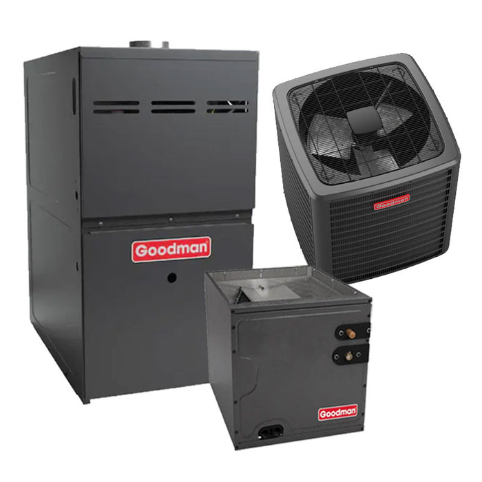 Goodman 2 Ton AC Gas Furnace Split System GSXC702410 Two Stage 17.2 SEER2 80% AFUE 60000 BTU with Coil