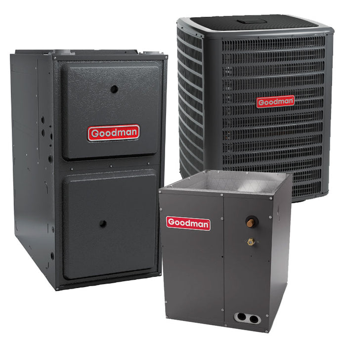 Goodman 5 Ton 96% Gas Furnace AC & Coil System GSXH506010 15.2 SEER2 80000 BTU Single Stage