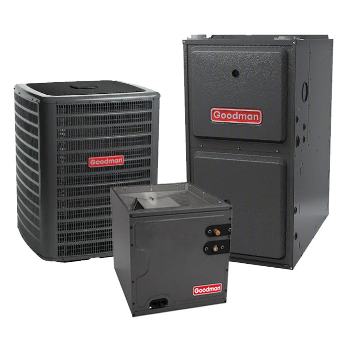 Goodman 1.5 Ton Gas Furnace and AC Split System GSXN401810 14.3 SEER2 96% AFUE 60000 BTU with 17.5" Cabinet Upflow/Downflow Coil