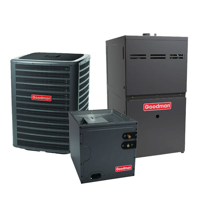 Goodman 1.5 Ton R32 AC & Gas Furnace 14.7 SEER2 80% 80K BTU Vertical Coil