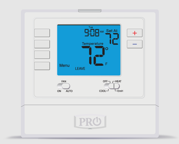 Thermostat T725 Programmable 2H/1C 4" Display Blue Back-Light