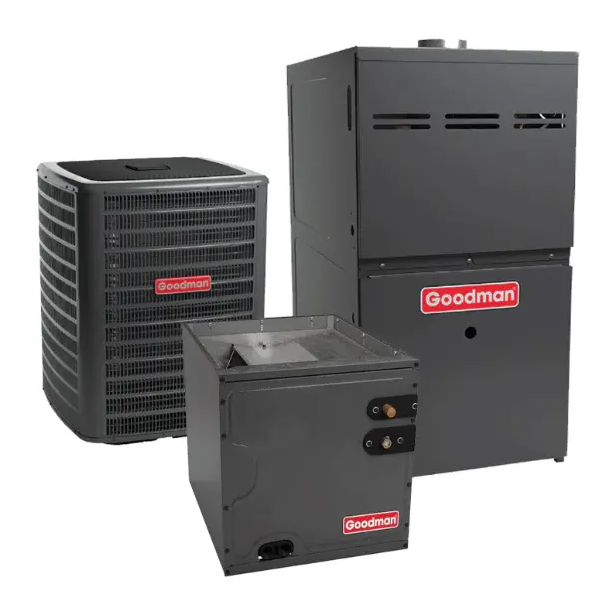 Goodman 2 Ton AC and Gas Furnace System GSXN402410 14.3 SEER2 80% AFUE 60,000 BTU with 17.5" Cabinet Evaporator Coil