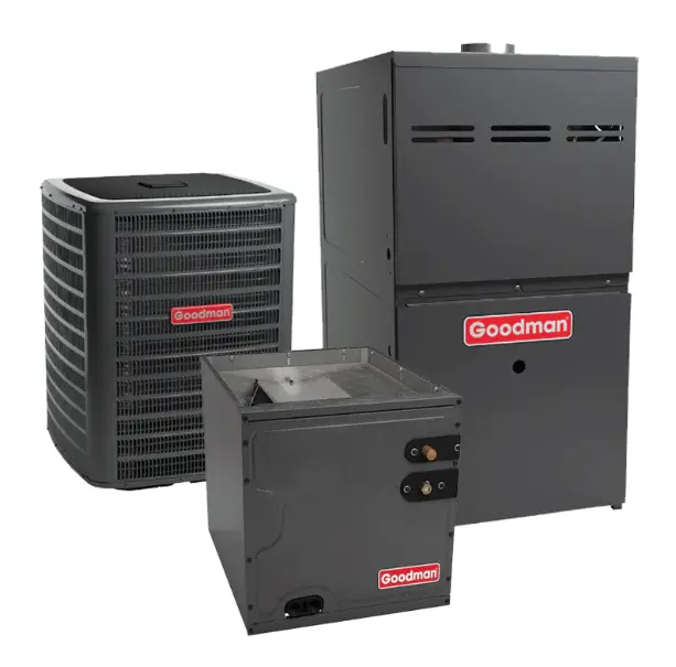 Goodman 2.5 Ton AC and Gas Furnace System GSXH503010 15.2 SEER2 80% AFUE 60000 BTU Two-Stage with 17.5" Cabinet Upflow/Downflow Coil