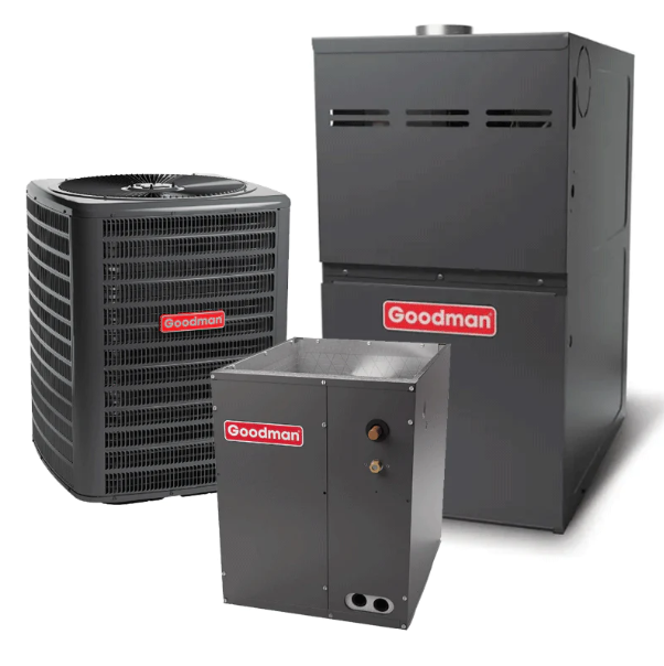 Goodman 5 Ton AC and Gas Furnace System GSXH506010 15.2 SEER2 80% AFUE 80000 BTU with 21" Cabinet Upflow/Downflow Coil