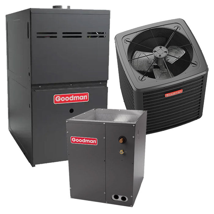 Goodman 4 Ton Gas Furnace AC and Coil System GSXH504810 15.2 SEER2 96% AFUE 80000 BTU Two Stage Furnce Multi-Speed