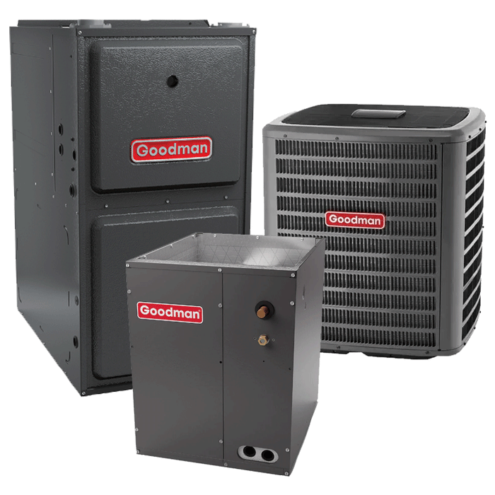 Goodman 4 Ton AC and Gas Furnace Split System GSXC704810 Two-Stage 96% AFUE 80000 BTU 17.2 SEER2 with 21" Cabinet Upflow/Downflow Coil