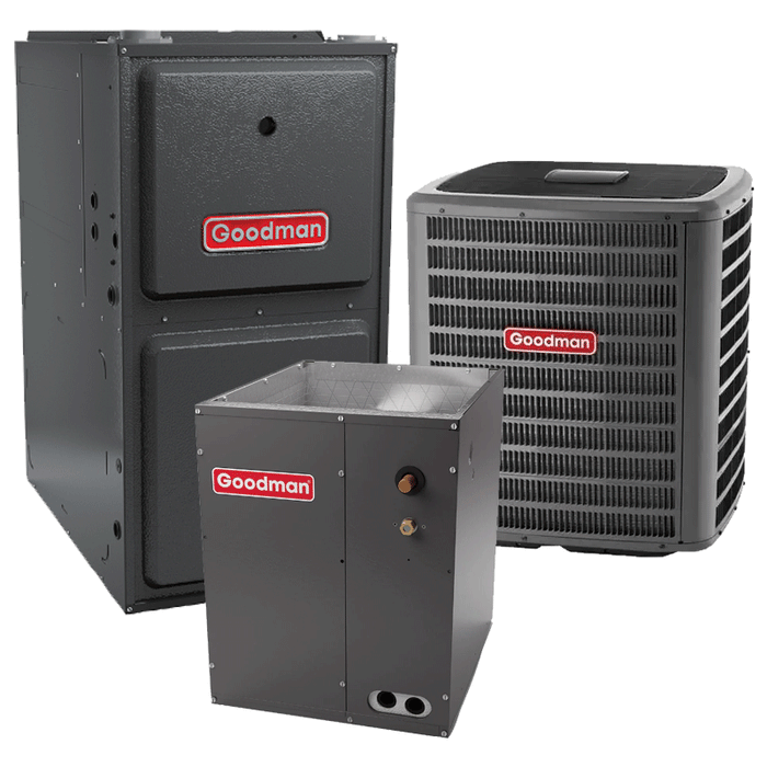 Goodman 5 Ton AC and Gas Furnace Split System GSXC706010 Two-Stage 96% AFUE 100000 BTU 17.2 SEER2 with 21" Cabinet Upflow/Downflow Coil