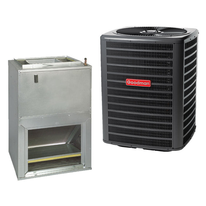 Goodman 2 Ton Split Air Conditioner System GSXH502410 15.2 SEER2 Wall-Mount Air Handler 5kW 20.2" Cabinet