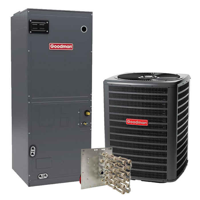 Goodman 1.5 Ton Heat Pump Split System GSZH501810 15.2 SEER2 Multi-Position Air Handler 17" Cabinet with 5kW Heat Kit