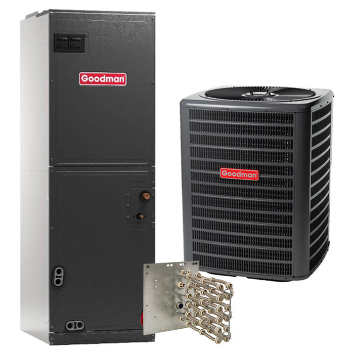 Goodman 3.5 Ton Heat Pump Split System GSZB404210 14.3 SEER2 Multi-Position Air Handler 21" Cabinet with 10kW Heat Kit