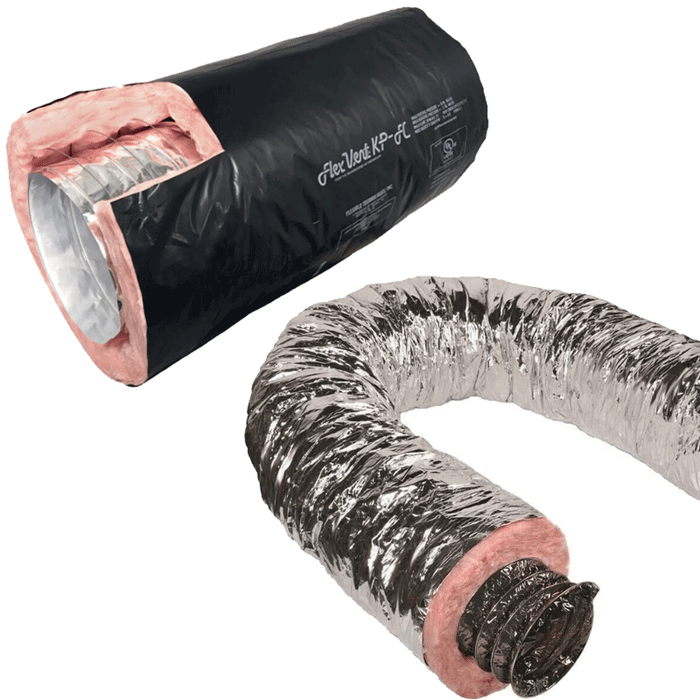 25' Quietflex R6 R8 Flexible Duct Round Tube Silver/Black Insulated Heating AC Venting