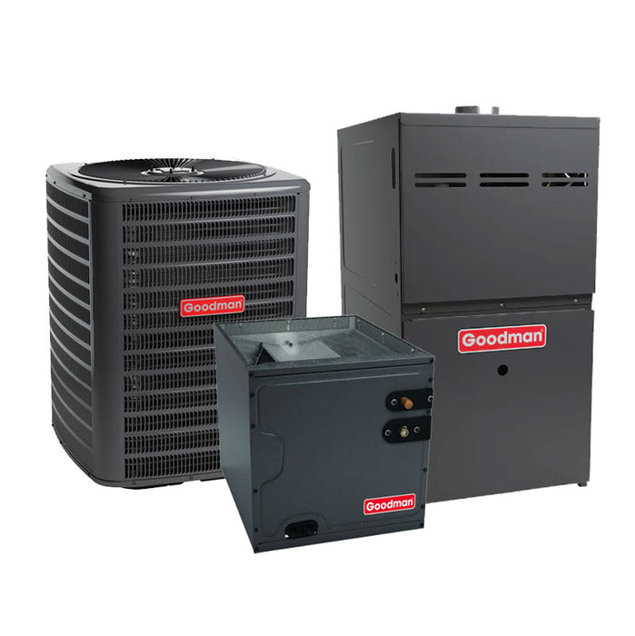 Goodman 2 Ton R32 Heat Pump And Gas Furnace 14.5 SEER2 96% 80K BTU Vertical