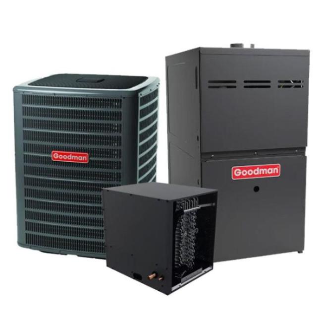 Goodman 1.5 Ton R32 AC & Gas Furnace 14.7 SEER2 80% 60K BTU Horizontal Coil