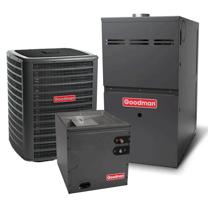 Goodman 3 Ton Heat Pump Split System with Furnace and Coil GSZC703610 Two Stage 17.2 SEER2 80000 BTU 80% AFUE Variable-Speed