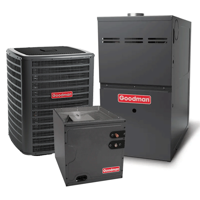 Goodman 2.5 Ton Gas Furnace and AC Split System GSXN403010 14.3 SEER2 96% AFUE 60000 BTU with 17.5" Cabinet Upflow/Downflow Coil