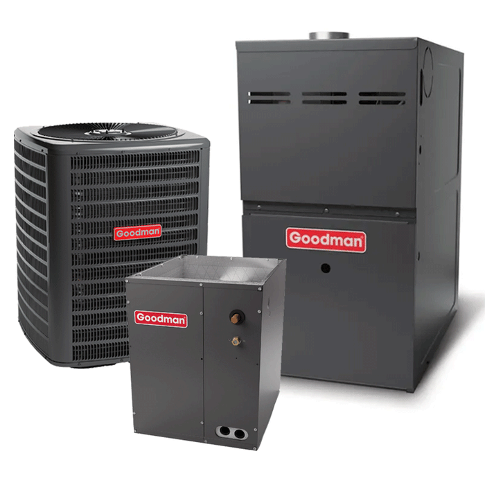 Goodman 5 Ton Heat Pump with Furnace and Coil GSZH506010 15.2 SEER2 80000 BTU 80% AFUE Multi-Speed