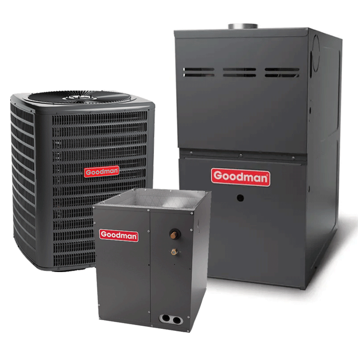 Goodman 4 Ton Heat Pump with Furnace and Coil GSZH504810 15.2 SEER2 80000 BTU 80% AFUE Multi-Speed