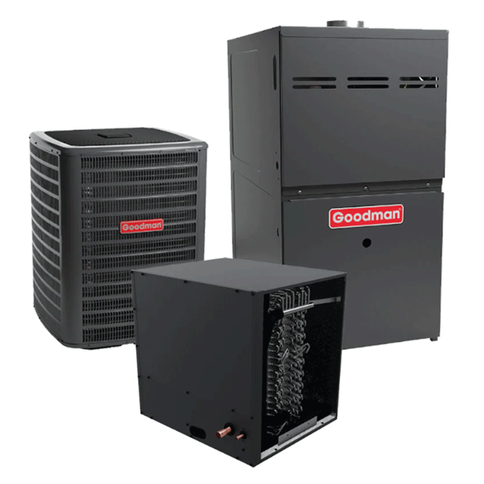 Goodman 4 Ton AC and Gas Furnace System GSXN404810 13.8 SEER2 80% AFUE 80000 BTU with 28.5" Cabinet Horizontal Coil