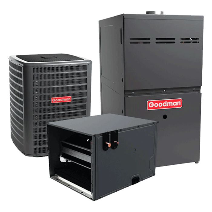 Goodman 2.5 Ton AC and Gas Furnace System GSXN403010 14.3 SEER2 80% AFUE 60000 BTU with 26" Cabinet Evaporator Coil Horizontal