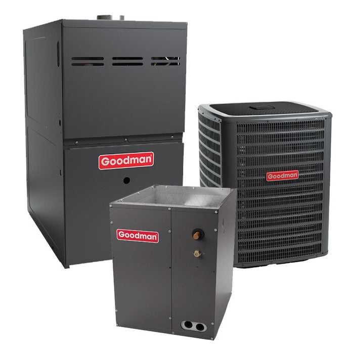 Goodman 5 Ton AC and Gas Furnace Split System GSXC706010 Two Stage 17.2 SEER2 80% AFUE 100000 BTU with 21" Cabinet Upflow/Downflow Coil