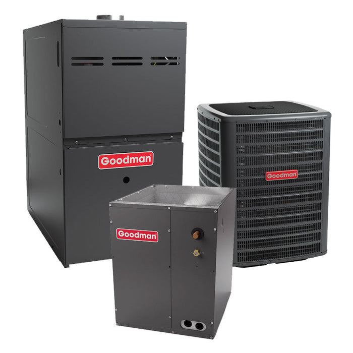 Goodman 4 Ton AC and Gas Furnace Split System GSXC704810 Two Stage 17.2 SEER2 80% AFUE 100000 BTU with 21" Cabinet Upflow/Downflow Coil